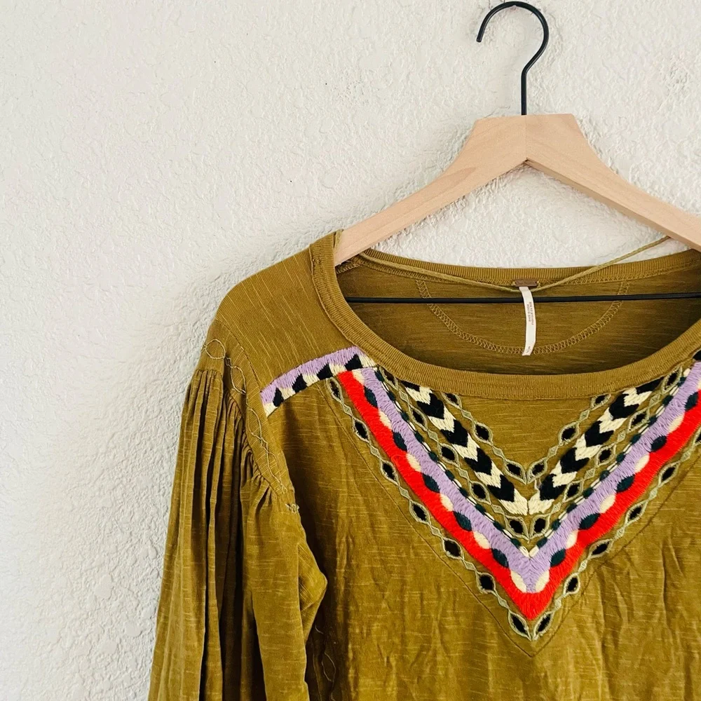 Free People Hand Me Down Embroidered Bohemian Style Crop Top